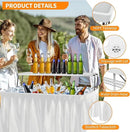 Portable Folding Ice Cooler Table - 2 Tier Outdoor Cooler Table with Removable Matching Skirt and Shelf, Ice Tables for Party, Camping, Picnic, Foldable Self-Serving Beverage Cooling Bar(White) by GreenHaven Gardens