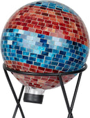 Alpine Corporation HGY292 Striped Mosaic Gazing Globe, Stylish Décor for Garden, Patio, & Lawn, 12" H, Orange and Turquoise by GreenHaven Gardens