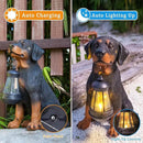 Garden Dog Statues Outdoor Decor, 13" Solar Powered LED Lights Outdoor Statue Garden Decorations Rottweiler Figurine for Patio, Lawn, Yard Art Decoration, Housewarming Garden Gift by CozyNest Decor