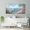 XLSJERST Large Coastal Wall Art - Ocean Seascape Canvas Yellow Green Flowers Painting Landscape Sailboat Picture Artwork Modern Large Framed for Living Room Bedroom Home Office Decor 24x48 by CozyNest Decor