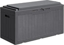 Greesum 100 Gallon Resin Deck Box Large Outdoor Storage with Cushions for Patio Furniture, Garden Tools, Pool Supplies, Weatherproof and UV Resistant, Lockable,Gray by GreenHaven Gardens