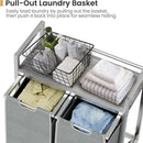 Laundry Hamper, Laundry Basket, Laundry Sorter with 3 Removable Bags, Clothes Basket with 3 Compartments, Wheels, Shelf for Laundry Room Bathroom Bedroom (2 Bags-Gray) by CozyNest Decor