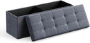 SONGMICS MAZIE Collection - 43 Inches Folding Storage Ottoman Bench, Ottoman Foot Rest, End of Bed Bench, Storage Chest, Load 660 lb, for Living Room, Bedroom, Entryway, Misty Blue ULSF077Q01 by CozyNest Decor