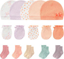 Newborn Baby Boy Girl Caps Mittens Socks Set Cotton Baby Essentials Accessories (Hats+Gloves+Socks) by TinyTreasures Baby Boutique