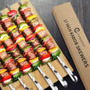 Kabob Skewers 17" Stainless Steel Long BBQ Barbecue Skewers, Flat Metal Kebob Sticks Wide Reusable Grilling Skewers for Meat Chicken,Set of 12 with Storage Bag by GreenHaven Gardens