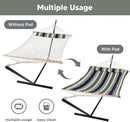 SUNCREAT Hammocks Double Outdoor Hammock with Stand, Cotton Rope Two Person Hammock with Polyester Pad & Large Pillow, Blue& Gray by GreenHaven Gardens