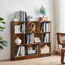 LEYAOYAO 10 Cube Bookshelf with Base,3 Tier Mid-Century Modern Grey Bookcase,Standing Wide Bookshelves Storage Organizer Shelf,Rustic Wood Display Cabinet Book Shelves for Bedroom,Living Room,Office by CozyNest Decor