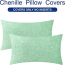 CaliTime Throw Pillow Covers Decorative 12 X 20 Inches Pack of 2 Cozy Chenille Cushion Cases for Couch Sofa Bed Living Room Home Grey Green by CozyNest Decor