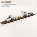 Floating Shelves for Wall Decor, 8 Inch Deep Rustic Solid Elm Wood Floating Shelves Wall Mounted, Wall Shelves with Invisible Bracket for Living Room Bathroom Bedroom Kitchen, 72 Inch Set of 1, Walnut by CozyNest Decor