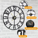 LEIKE 31 Inch Extra Large Wall Clock, Retro Decorative Oversized Silent Little Ticking Battery Operated,Black Metal Arabic Numerals Wall Clocks for Living Room,Office,Entrance Farmhouse Decor by CozyNest Decor