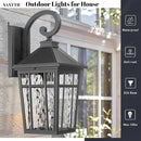 Outdoor Wall Lights 14 Inch Exterior Waterproof Lighting Fixtures Aluminum Material and Water Ripple Glass E26 Socket Black Outdoor Lights for House Garages by GreenHaven Gardens