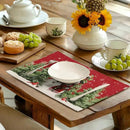 Snowman Christmas Red Placemats Set of 4 Xmas Tree Cardinal Snowflakes Linen Table Mats Seasonal Winter Holiday Place Mats Washable Placemat for Party Kitchen Dining Outdoor Indoor Decor by CozyNest Decor