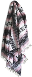 Del Mex Classic Mexican Blanket, Large Authentic Woven Falsa Throw (70"x50"), Artisan Southwest Décor for Beach, Yoga, Outdoors (Pink) by CozyNest Decor