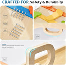 BlueWood 10-in-1 Pikler Triangle Set, Toddler Climbing Toys Indoor, Montessori Climber, Baby Jungle Gyms with Arch, Extra Rope Ladder & Footprint Balance Beam - Neon Aurora by TinyTreasures Baby Boutique