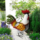 Metal Rooster Statue, Garden Outdoor Decor, Red and Gold Feathers, Weather Resistant, Metal Chicken Yard Art Sculpture, Iron Garden Animal Statue by CozyNest Decor