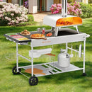 Pizza Oven Table with Topping Station, Outdoor Pizza Oven Cart, Grill Table for Outside, Grill Cart, Food Prep Work cart Fits for Ninja Woodfire Grill, Blackstone Griddle,Tabletop Grill by CozyNest Decor