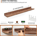 Fun Memories Picture Ledge Shelves Set of 2, 24 Inch Rustic Wall Mounted Floating Shelves with Lip for Home Storage and Décor in Bathroom, Kitchen, Nursery, Bedroom, Living Room, Walnut by CozyNest Decor