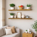 BGMG Wood Floating Shelves for Wall 36 inch Set of 2,Rustic Wooden Wall Mount Shelves for Bathroom Living Room Bedroom Kitchen Farmhouse-36x 6.7 x1.25 inch- Gold Oak by CozyNest Decor