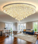 47'' Modern Chandeliers LED Dimmable Crystal Flush Mount Ceiling Chandeliers for Living Room High Ceiling Entrance Foyer Lobby Bedroom Silver by CozyNest Decor