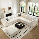 118" Cloud Couch Oversized Modular Sectional Sofa for Living Room,Modern Sofa with Deep Seat，6 Seater Boneless Couch,Comfy Upholstered Corduroy Couches for Apartment, Studio, Office,Bedroom，White by CozyNest Decor