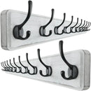 Dseap Wall Mounted Coat Rack: 38-1/4" Long, Patented, Heavy-Duty, 10-Double-Hooks Wooden Hanger Rail for Winter Coats, Hat, Jacket, Clothing - White & Black, Pack of 2 by CozyNest Decor