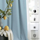 Total Blackout Linen Curtains 96 Inches Long for Bedroom 8 Foot Tall Heavy Thermal Rustic Country Light Blue Black Out Curtains for Living Room Window Drapes Stone Blue Gray Greyish Back Tab 2 Panels by CozyNest Decor