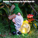Gnome Garden Statue Figurine Decor with Solar Lights, Outdoor Garden Succulent Ornaments Waterproof Decoration for Outside Patio Yard Lawn Decor by GreenHaven Gardens