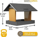 Poly Hanging Hopper Bird Feeder, Large Hanging Bird Feeder for Outside, Outdoors - Amish American Made (Black & Cedar) by CozyNest Decor