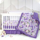 Crib Bedding Set for Girls, Purple Baby Crib Bedding Set 4 Piece, Baby Girl Nursery Bedding Set Including Comforter, Fitted Crib Sheet, Crib Skirt, Diaper Stacker, Floral by TinyTreasures Baby Boutique