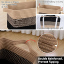 OIAHOMY Storage Basket, Woven Baskets for Storage, Cotton Rope Basket for toys,Towel Baskets for Bathroom - Pack of 3, Black & Brown by TinyTreasures Baby Boutique