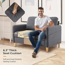 VINGLI 47" Small Couch, Dark Grey Linen Loveseat Sofa Mini Couch Mid Century Modern Decor Love Seat for Small Spaces Living Room, Bedroom, Play Room by CozyNest Decor