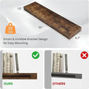 Floating Shelves for Wall, 31.5"W x 6.7"D x 1.5"H, Wooden Wall Mounted Display Shelf with Invisible Brackets for Living Room, Bedroom, Bathroom, Kitchen Decor & Storage, Set of 2, Rustic Brown by CozyNest Decor