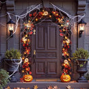 SHareconn 9FT Halloween Garland with Purple Lights Battery Operated and Timer, Pre-Lit Black Red Maple Leaves Lighted Garland Decorations for Fireplace Mantle Centerpiece Indoor Outdoor Decor, 9 FT by CozyNest Decor