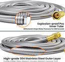 Girafe Tools Garden Hose 75ft x 5/8", 304 Stainless Steel Metal Water Hose, No Kink Garden Water Hose with 9 Pattern Spray Nozzle, Flexible, Lightweight, Kink Free Hose for Yard, Outdoor by GreenHaven Gardens