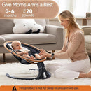 LAREX Baby Swing to Toddler Electric Infant Swing Portable for Newborn Boy Girl, 5 Sway Speeds with Remote Control, 12 Preset Melodies and Bluetooth, 0-6 Months Max 20 Lbs (Gray) by TinyTreasures Baby Boutique
