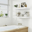 12" Deep White Floating Shelves,Over Toilet Long Wall Mounted Modern Farmhouse 36 inches,Wall Shelves with Invisible Brackets for Bedroom, Bathroom, Living Room, Kitchen, Set of 1 by CozyNest Decor