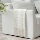 MIULEE Off White Knitted Throw Blanket for Couch Textured Knit Blanket with Tassels Cozy Woven Boho Bed Blanket for Sofa Bed Chair Acrylic Wave Pattern 50"x60" by CozyNest Decor