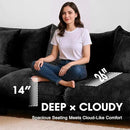 Modern Minimalist Chenille Modular Sectional Sofa, Oversized Deep-Seat U-Shaped Couch with Movable Ottoman, Thick Cushions, Upholstered Sofa for Living Room, Bedroom, Office, Apartment Black 1 Ottoman by CozyNest Decor