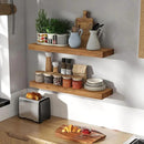 Rustic 30" Floating Shelves, Real Elm Wood Floating Shelf for Wall, Heavy-Duty Wall Shelves for Books, Wooden Floating Shelves with Invisible Bracket for Bathroom, Kitchen, Natural Color, Set of 2 by CozyNest Decor