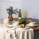 GBHOME Ceramic Dinnerware Sets for 4, 12 Pieces Stoneware Plates and Bowls Sets, Scratch Resistant Dishes, Dishwasher & Microwave Safe, Reactive Glaze-Vanilla color by CozyNest Decor