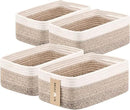Small Storage Baskets for Organizing | Closet Organizer Bins | Shelf Toy Basket | Woven Rope Baskets | Cube Decorative Box | Shallow Basket | 13x8.5x5.1” | 4 Packs Gradient Brown by CozyNest Decor