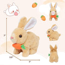 Easfan Easter Hopping Bunny Plush with Carrot Jumping Spotted Rabbit Ears Nose Moving Educational Plush Toy Interactive Toy Electric Birthday Gift for Toddlers Kids,7" by TinyTreasures Baby Boutique