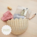 BEBE BASK Scalloped Wicker Wall Basket - The Original - Hand Woven Basket - Scalloped Décor Wall Hanging Baskets -16" x 10" x 7"In - Hanging Wall Basket (Natural) by GreenHaven Gardens