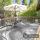 Pauwer Waterproof Outdoor Rug 8x10, Reversible Plastic Straw Patio Camping Rug, Indoor Outdoor RV Mat Carpet for Deck, Camper, Porch, Balcony, Backyard, Picnic, Leaf Grey by GreenHaven Gardens
