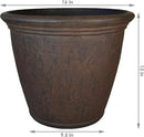 Sunnydaze 15.25-Inch Anjelica Large Plastic Pot for Plants - Outdoor Polyresin Round Planter with Drillable Drainage Holes - Rust - 4pk by GreenHaven Gardens