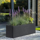 LEWIS&WAYNE Large Rectangular Block Planter Box Handmade Wicker Tall Planters for Outdoor Plants with Removable Liners Modern Planter for Indoor Outdoor Patio Deck - Black, 30''x12''x16'' by CozyNest Decor