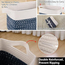 OIAHOMY Storage Basket, Woven Baskets for Storage, Cotton Rope Basket for toys,Towel Baskets for Bathroom - Pack of 3,White Blue by TinyTreasures Baby Boutique