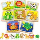 Benresive Wooden Toddler Puzzles, 8pcs Animal Montessori Toys for 1-3 Year Old Boys & Girls, Learning Educational Preschool Toys, Great Gifts for 1 2 3 Year Olds by TinyTreasures Baby Boutique