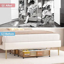 Under Bed Storage Containers With Wheels - 2 Pcs Large Bamboo Wood Rolling Underbed Shoe Storage Bins With Dust Bags for Clothes Blankets, Duvet Covers Snacks Toys (Walnut) by CozyNest Decor