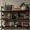 Industrial Pipe Wall Shelves Pipe Shelving with Real Wood Plank ,48 Inches Floating Shelves for Wall Farmhouse Pipe Book Shelves Dark Brown 3 Tier for Kitchen,Living Room Decor and Bar Shelving by CozyNest Decor